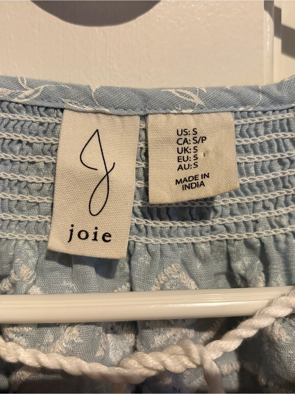 Joie Light Blue Floral Peasant Blouse, Size Small - Picture 3 of 6